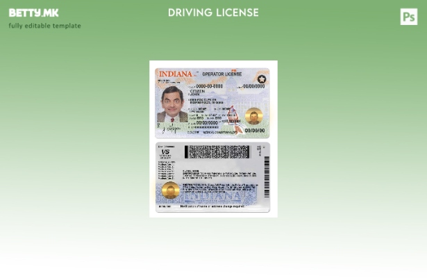 Модерен стил САД Индијана Шаблон за дозвола за возење (оператор) ( – сегашен).